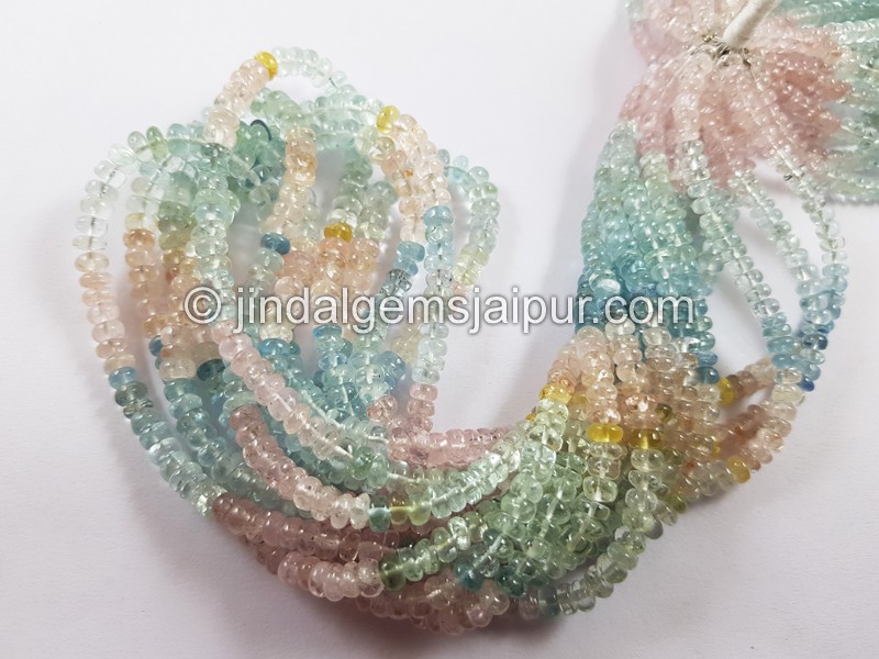 Multi Aquamarine Smooth Roundelle Beads